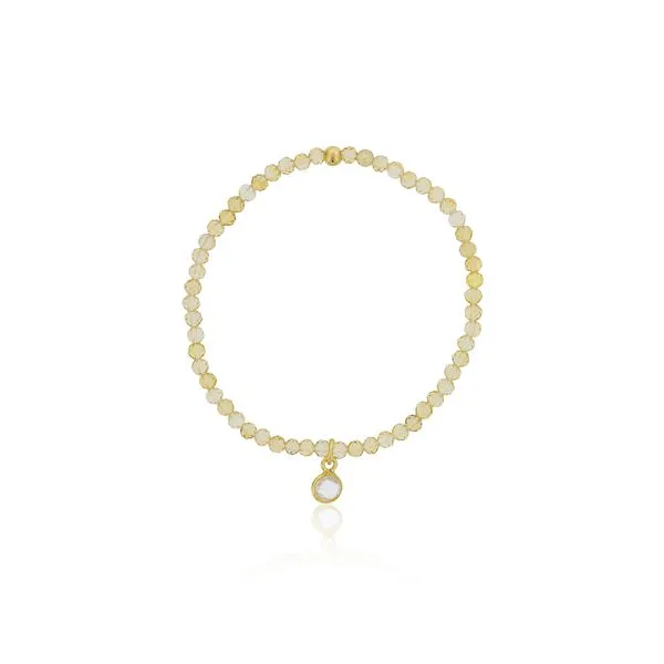 Genuine Citrine With Gold Plated Moonstone Bezel Charm Orin Jewelers Northville, MI