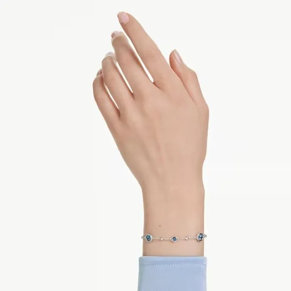 Swarovski Imber Bracelet, Round Cut, Blue, Rhodium Plated Image 3 Orin Jewelers Northville, MI