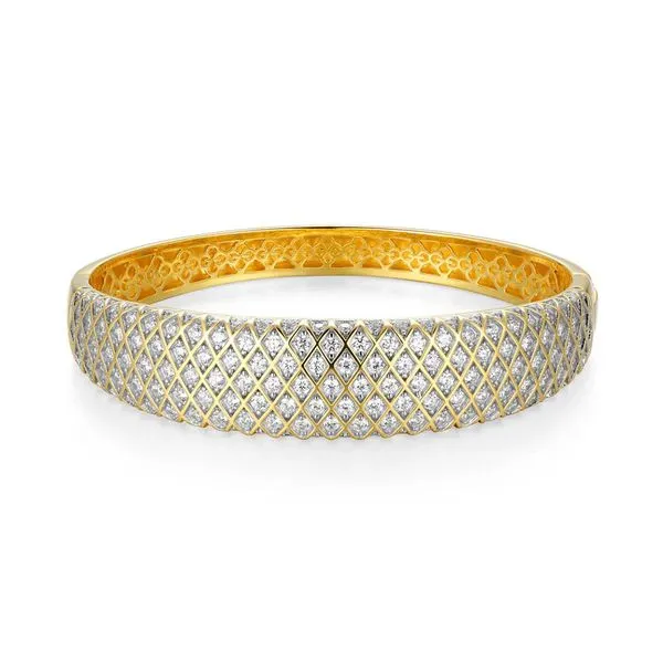 Sterling Silver Gold Plated Cuff Bracelet With CZs Orin Jewelers Northville, MI