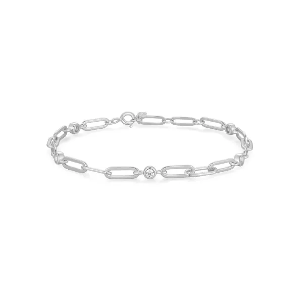 Sterling Silver Bezel Station Paper Clip Chain Bracelet By Ania Haie Orin Jewelers Northville, MI