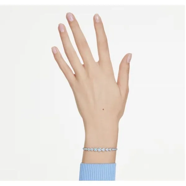 Swarovski Imber Tennis Bracelet, Mixed Round Cuts, Blue, Rhodium Plated Image 2 Orin Jewelers Northville, MI