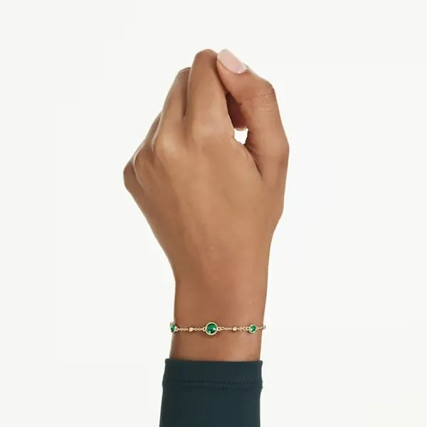 Swarovski Imber Bracelet, Round Cut, Green, Gold-Tone Plated Image 3 Orin Jewelers Northville, MI