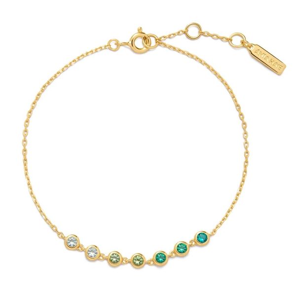 Sterling Silver Gold Plated Gold Green Station Bracelet By Ania Haie Image 2 Orin Jewelers Northville, MI