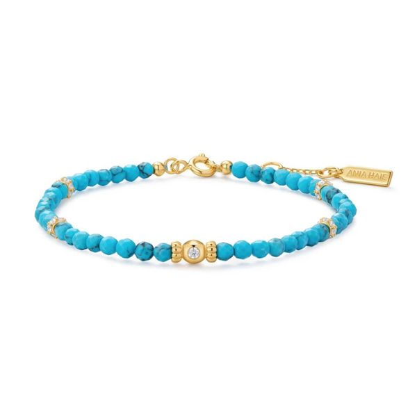 Sterling Silver Gold Plated Gold Lab-Created Turquoise Beaded Bracelet By Ania Haie Orin Jewelers Northville, MI