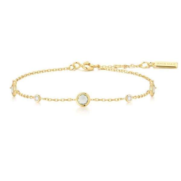 Sterling Silver Gold Plated Gold Mint Green Station Bracelet By Ania Haie Orin Jewelers Northville, MI
