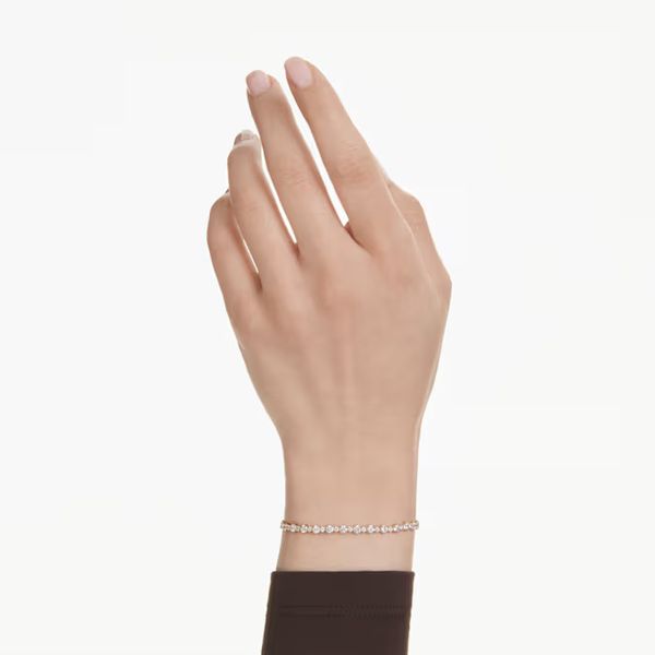 Swarovski Matrix Tennis Bracelet, Round Cut, White, Gold-Tone Plated Image 3 Orin Jewelers Northville, MI