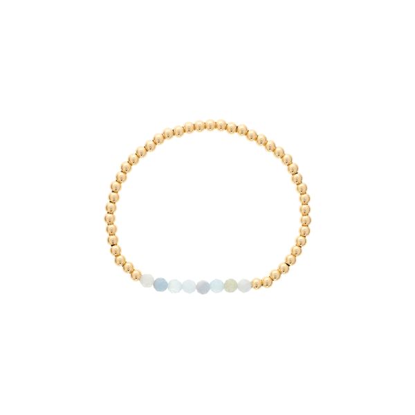 Yellow Gold Filled Birthstone Bracelet With Faceted Aquamarine Beads Orin Jewelers Northville, MI