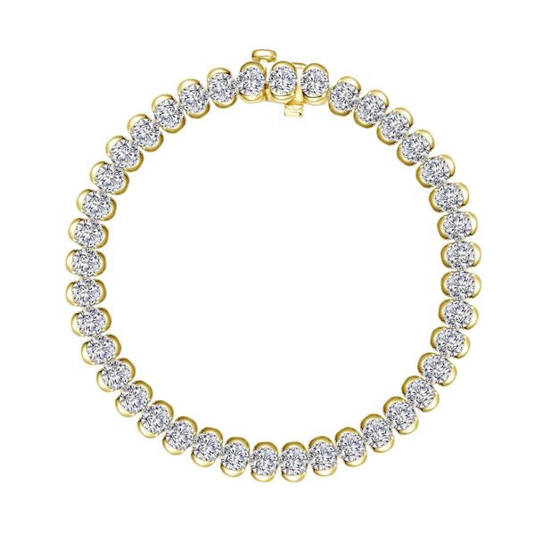 Sterling Silver Gold Plated Half Bezel Bracelet With CZs Orin Jewelers Northville, MI