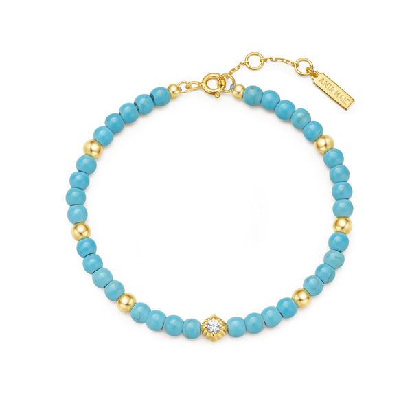 Sterling Silver Gold Plated Lab Created Turquoise Bracelet Image 2 Orin Jewelers Northville, MI