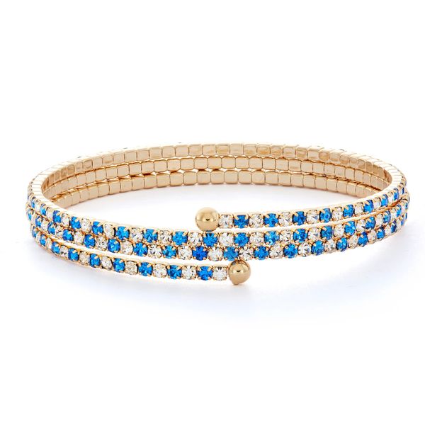 Blue & White Crystal Bracelet, 3 Row Yellow Orin Jewelers Northville, MI
