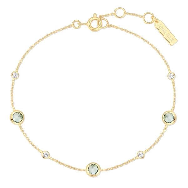 Sterling Silver Gold Plated Gold Mint Green Station Bracelet By Ania Haie Image 2 Orin Jewelers Northville, MI