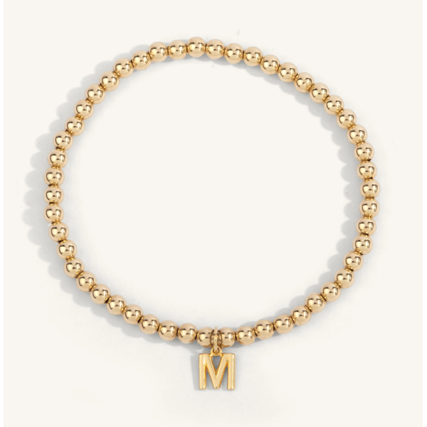 Gold Filled 4 mm Bead Bracelet With Initial 