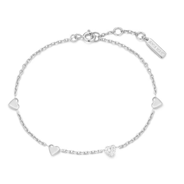 Sterling Silver Pave Puffed Heart Station Bracelet Ania Haie Image 2 Orin Jewelers Northville, MI