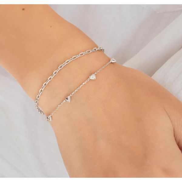Sterling Silver Pave Puffed Heart Station Bracelet Ania Haie Image 3 Orin Jewelers Northville, MI