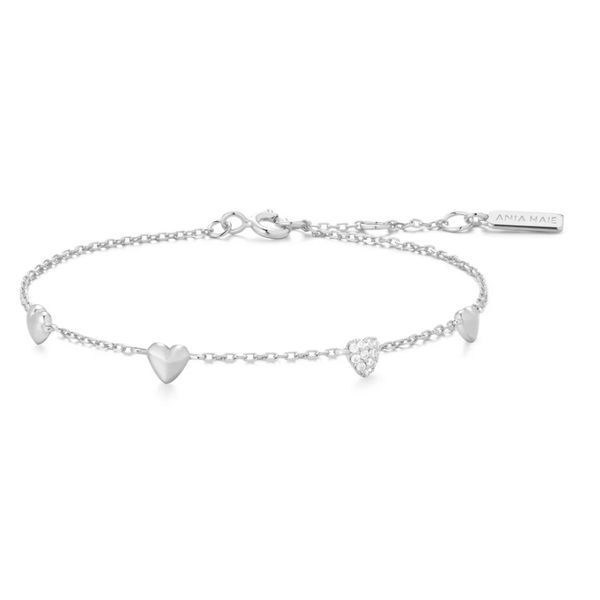 Sterling Silver Pave Puffed Heart Station Bracelet Ania Haie Orin Jewelers Northville, MI