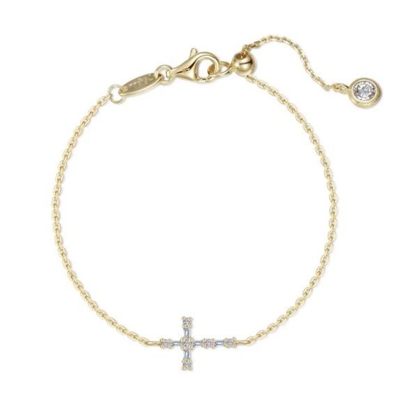 Sterling Silver Gold Plated Cross Deisign Bracelet With CZs Orin Jewelers Northville, MI