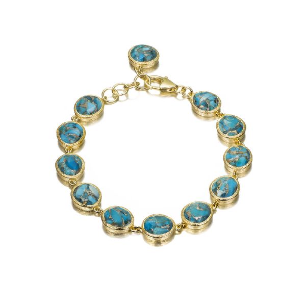Sterling Silver Gold Vermeil Bracelet With Natural Turquoise Stones By Jorge Revilla Orin Jewelers Northville, MI
