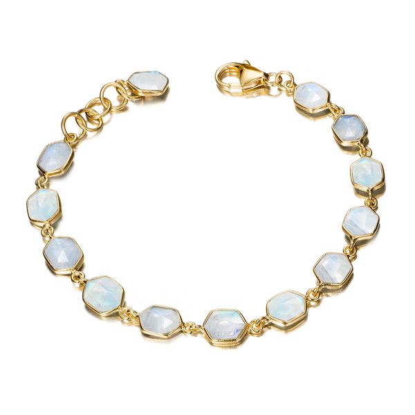 Sterling Silver Gold Vermeil Raindbow Moonstone Bracelet By Jorge Revilla Orin Jewelers Northville, MI