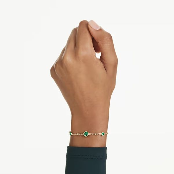 Swarovski Imber Bracelet, Round Cut, Green, Gold-Tone Plated Image 3 Orin Jewelers Northville, MI