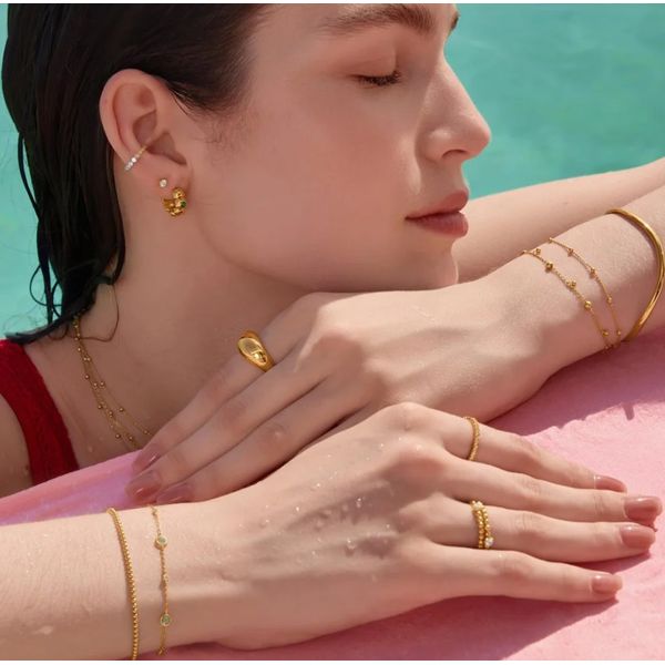Sterling Silver Gold Plated Gold Mint Green Station Bracelet By Ania Haie Image 3 Orin Jewelers Northville, MI