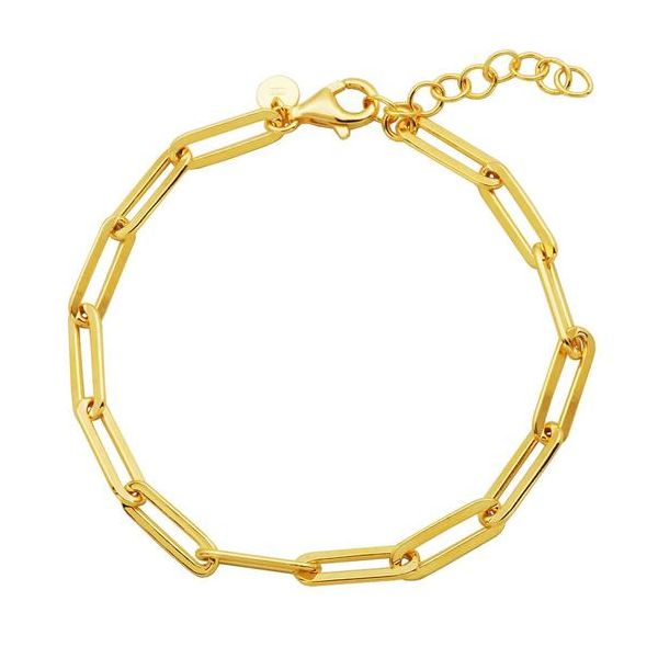 Sterling Silver Yellow Plated Paperclip Bracelet Orin Jewelers Northville, MI