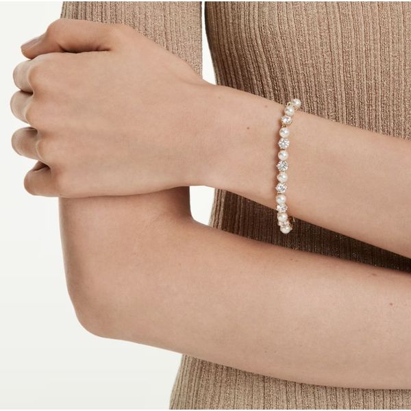 Swarovski Matrix Tennis Bracelet - Crystal Pearl, Round Cut, White, Gold-Tone Plated Image 3 Orin Jewelers Northville, MI