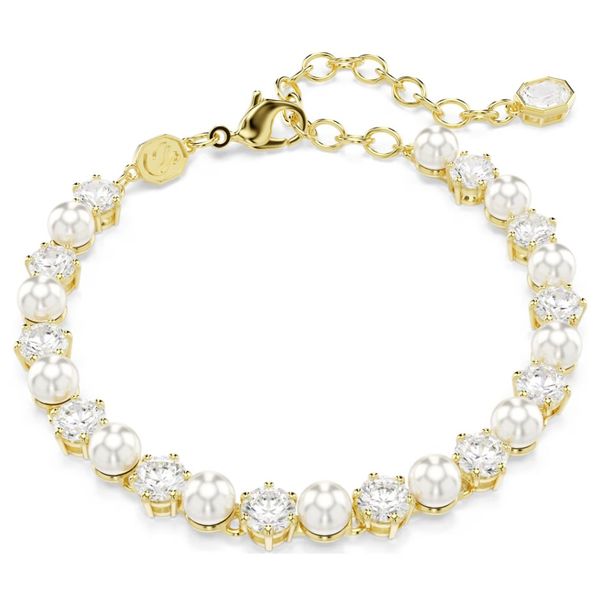 Swarovski Matrix Tennis Bracelet - Crystal Pearl, Round Cut, White, Gold-Tone Plated Orin Jewelers Northville, MI