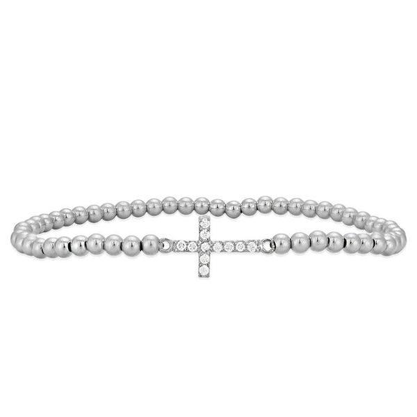 Sterling Silver Stretch Bracelet With Small CZ Cross Orin Jewelers Northville, MI