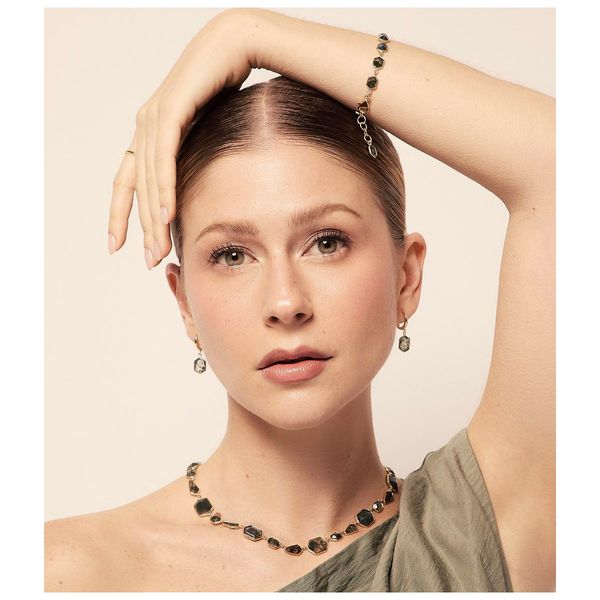 Geometric Bracelet With Moss Agate In Sterling Silver With 18K Gold Vermeil By Jorge Revilla Image 2 Orin Jewelers Northville, MI