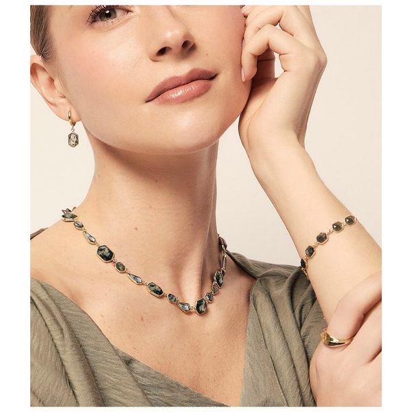 Geometric Bracelet With Moss Agate In Sterling Silver With 18K Gold Vermeil By Jorge Revilla Image 3 Orin Jewelers Northville, MI