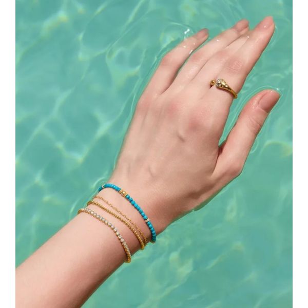 Sterling Silver Gold Plated Gold Lab-Created Turquoise Beaded Bracelet By Ania Haie Image 3 Orin Jewelers Northville, MI