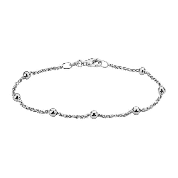 Sterling Silver Rhodium Plated Station Bracelet With 4mm Beads Orin Jewelers Northville, MI