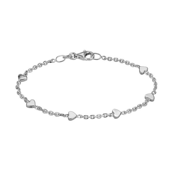 Sterling Silver Rhodium Plated Station Bracelet With 5mm Hearts Orin Jewelers Northville, MI
