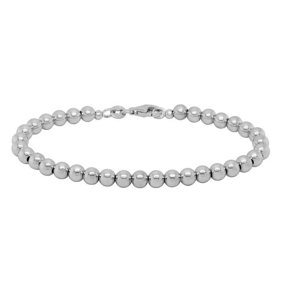 Sterling Silver Rhodium Plated Bracelet With 5 mm Beads Orin Jewelers Northville, MI