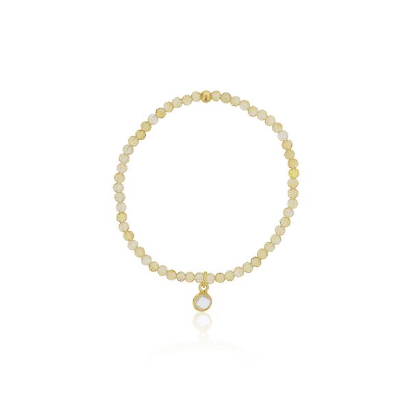 Genuine Citrine With Gold Plated Moonstone Bezel Charm Orin Jewelers Northville, MI