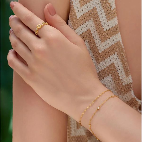 Sterling Silver Gold Plated Bezel Set Station Bracelet By Ania Haie Image 3 Orin Jewelers Northville, MI