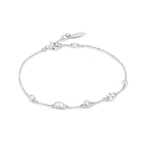 Silver Round & Teardrop Bezel Station Bracelet By Ania Haie Orin Jewelers Northville, MI