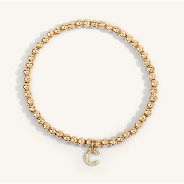 Gold Filled 4 mm Bead Bracelet With Initial 
