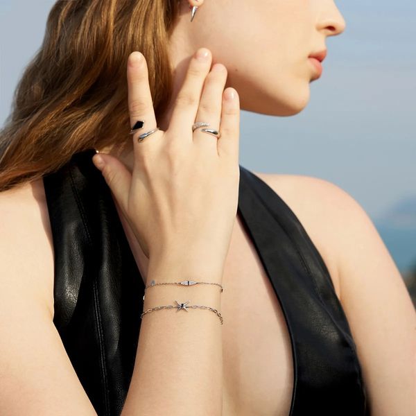 Sterling Silver Geometric Chain Bracelet Image 2 Orin Jewelers Northville, MI