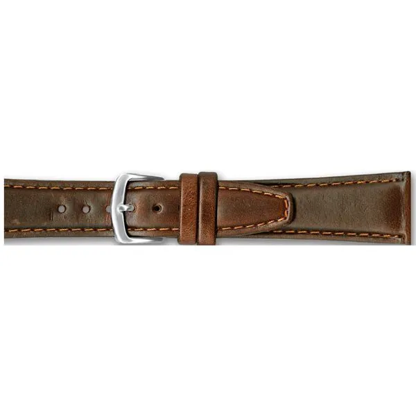 Genuine Oil Tan Leather Watch Band, 18mm Brown Orin Jewelers Northville, MI