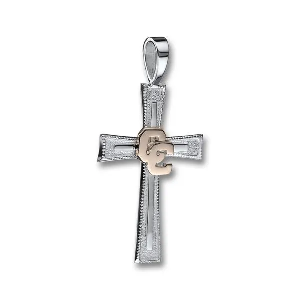 Sterling Silver Cross with 14 Karat Yellow Gold CC Orin Jewelers Northville, MI