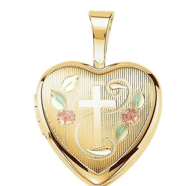 Gold Plated Sterling Silver Cross Heart Locket Orin Jewelers Northville, MI