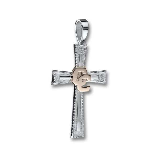 Sterling Silver Cross with 14 Karat Yellow Gold CC Orin Jewelers Northville, MI