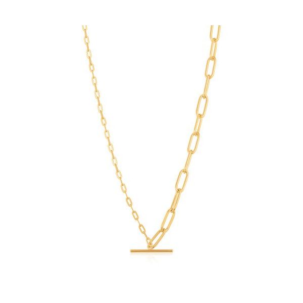 Sterling Silver Gold Plated Mixed Link T-Bar Necklace By Ania Haie Orin Jewelers Northville, MI