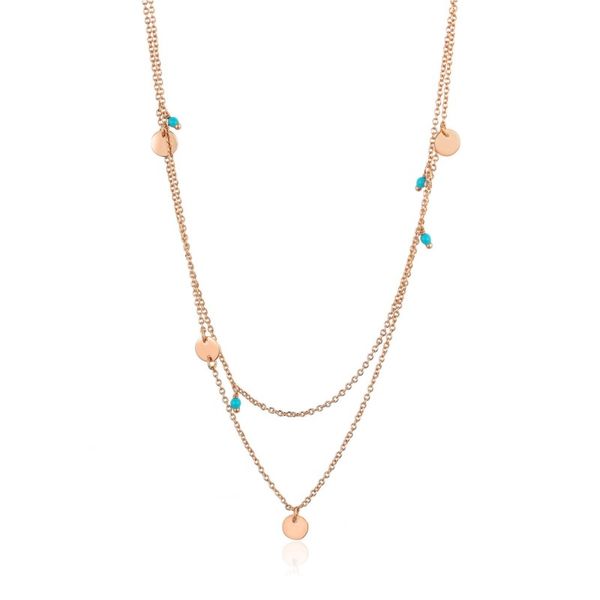 Sterling Silver Rose Gold Plated Dotted Double Necklace By Ania Haie Orin Jewelers Northville, MI