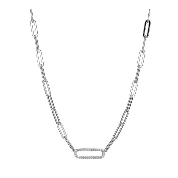 Sterling Silver Paperclip Chain With CZ Link Orin Jewelers Northville, MI