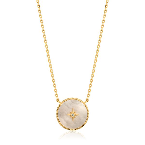 Sterling Silver Gold Plated Mother Of Pearl Emblem Necklace by Ania Haie Orin Jewelers Northville, MI