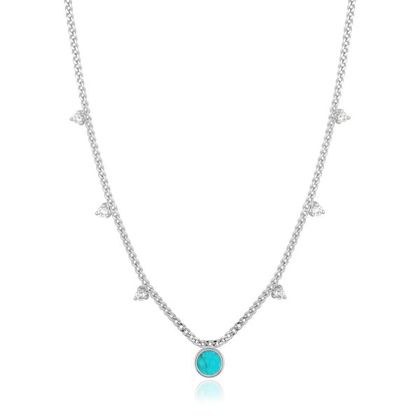 Sterling Silver Turquoise Drop Disc Necklace by Ania Haie Orin Jewelers Northville, MI