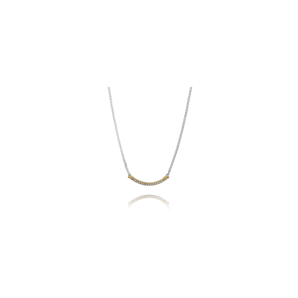 Sterling Silver and 14 Karat Yellow Gold Necklace With 13 Diamonds Orin Jewelers Northville, MI