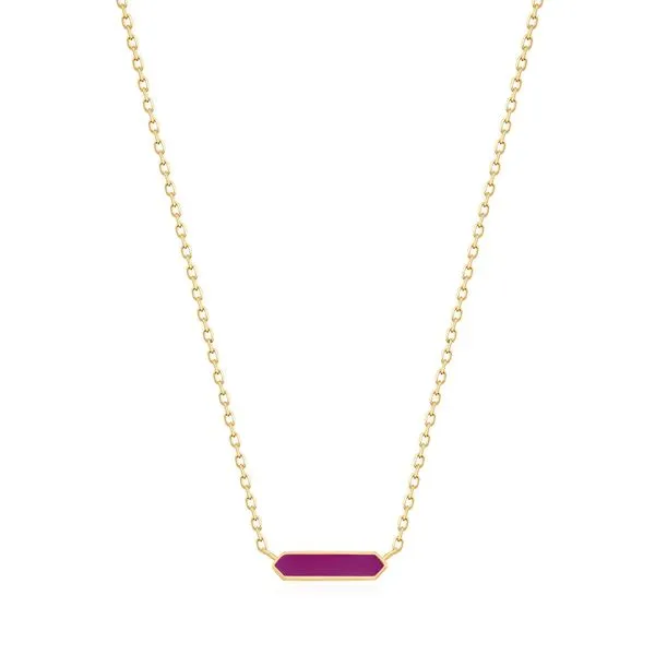 Sterling Silver Gold Plated Berry Enamel Bar  Necklace By Ania Haie Orin Jewelers Northville, MI